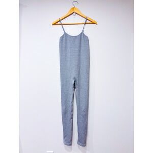 REFUGE Grey ribbed jumpsuit | Minimal lounge fitted | Medium